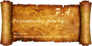 Pozsegovits Avarka névjegykártya